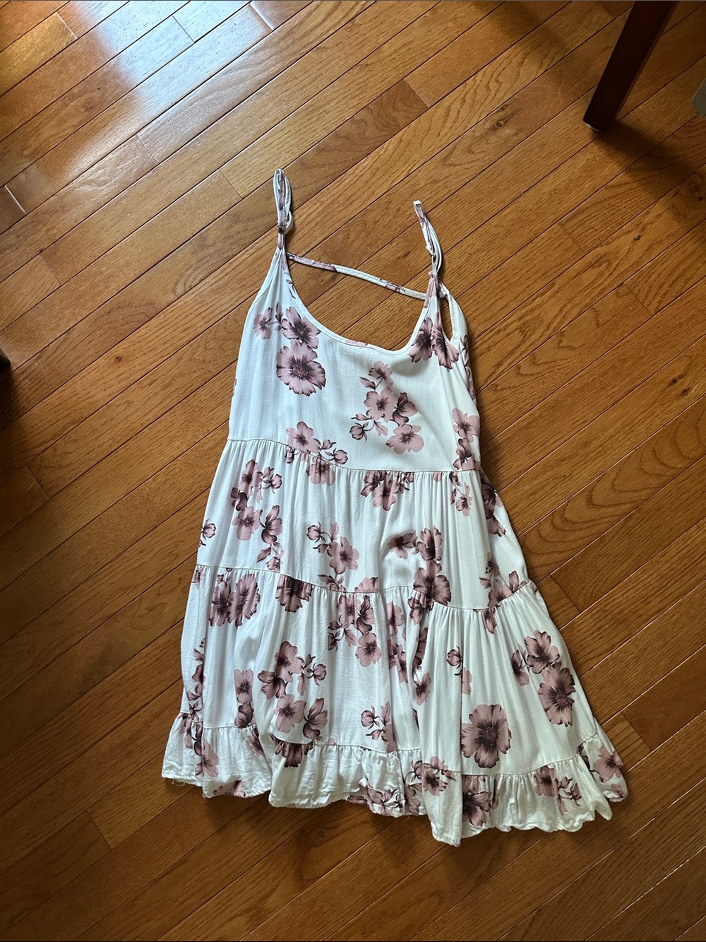 Brandy Melville White Mini Dress with Mauve Floral Print